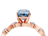 Rose gold Fancy Blue Emerald  Solitaire Twisted Band with Prong Setting 4