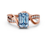 Rose gold Fancy Blue Emerald  Solitaire Twisted Band with Prong Setting_3