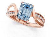 Rose gold Fancy Blue Emerald  Solitaire Twisted Band with Prong Setting_4