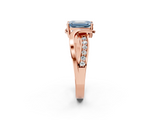 Rose gold Fancy Blue Emerald  Solitaire Twisted Band with Prong Setting_5