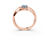 Rose gold Fancy Blue Emerald  Solitaire Twisted Band with Prong Setting_6