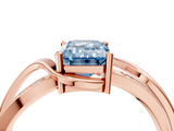 Rose gold Fancy Blue Emerald  Solitaire Twisted Band with Prong Setting_7