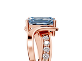 Rose gold Fancy Blue Emerald  Solitaire Twisted Band with Prong Setting_8