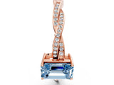 Rose gold Fancy Blue Emerald  Solitaire Twisted Pave Diamond Ring with Four-Prong Setting_12