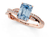 Rose gold Fancy Blue Emerald  Solitaire Twisted Pave Diamond Ring with Four-Prong Setting_13