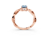 Rose gold Fancy Blue Emerald  Solitaire Twisted Pave Diamond Ring with Four-Prong Setting_15