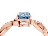 Rose gold Fancy Blue Emerald  Solitaire Twisted Pave Diamond Ring with Four-Prong Setting_16