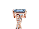 Rose gold Fancy Blue Emerald  Solitaire Twisted Pave Diamond Ring with Four-Prong Setting_17