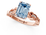 Rose gold Fancy Blue Emerald  Solitaire Vine Band with Milgrain Prong Setting_4