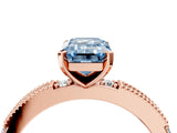 Rose gold Fancy Blue Emerald  Solitaire with Pavé Band and Four-Prong Setting_322