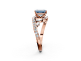 Rose gold Fancy Blue Emerald  Solitaire with Pavé Twist Band and Four-Prong Setting_61