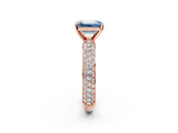 Rose gold Fancy Blue Emerald  Solitaire with Pave Band and Four-Prong Setting_5