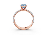 Rose gold Fancy Blue Emerald  Solitaire with Pave Band and Four-Prong Setting_6