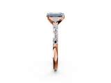 Rose gold Fancy Blue Emerald  Solitaire with Side Baguettes and Channel Set Band_80