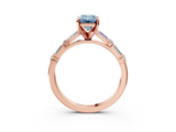 Rose gold Fancy Blue Emerald  Solitaire with Side Baguettes and Channel Set Band_81