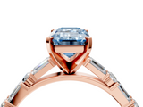 Rose gold Fancy Blue Emerald  Solitaire with Side Baguettes and Channel Set Band_82