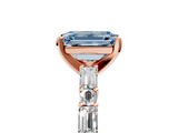 Rose gold Fancy Blue Emerald  Solitaire with Side Baguettes and Channel Set Band_83