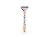Rose gold Fancy Blue Emerald  Solitaire with Side Stones on a Pavé Band and Four-Prong Setting_25