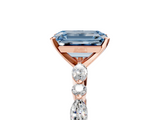 Rose gold Fancy Blue Emerald  Solitaire with Side Stones on a Pavé Band and Four-Prong Setting_28