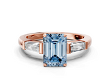 Rose gold Fancy Blue Emerald  Solitaire with Tapered Baguette Side Stones on a Classic Band with Four-Prong Setting_86