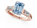 Rose gold Fancy Blue Emerald  Solitaire with Tapered Baguette Side Stones on a Classic Band with Four-Prong Setting_87