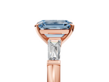 Rose gold Fancy Blue Emerald  Solitaire with Tapered Baguette Side Stones on a Classic Band with Four-Prong Setting_91