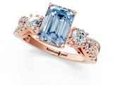 Rose gold Fancy Blue Emerald  Three-Stone Diamond Ring with Pavé Split Shank and Four-Prong Setting_80