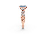 Rose gold Fancy Blue Emerald  Three-Stone Diamond Ring with Pavé Split Shank and Four-Prong Setting_81