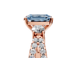 Rose gold Fancy Blue Emerald  Three-Stone Diamond Ring with Pavé Split Shank and Four-Prong Setting_84