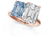 Rose gold Fancy Blue Emerald  and Emerald Cut Toi Moi Ring with Prong Setting_46