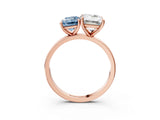 Rose gold Fancy Blue Emerald  and Emerald Cut Toi Moi Ring with Prong Setting_48