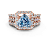 Rose gold Fancy Blue Heart -Cut Halo Diamond Ring with Split Shank and Four-Prong Setting_103