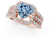 Rose gold Fancy Blue Heart -Cut Halo Diamond Ring with Split Shank and Four-Prong Setting_104