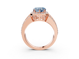 Rose gold Fancy Blue Heart -Cut Halo Diamond Ring with Split Shank and Four-Prong Setting_106
