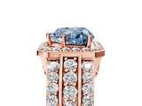 Rose gold Fancy Blue Heart -Cut Halo Diamond Ring with Split Shank and Four-Prong Setting_108