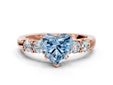 Rose gold Fancy Blue Heart  Brilliant Cut Diamond Five-Stone Prong Set Engagement Ring with Channel Band_3