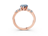 Rose gold Fancy Blue Heart  Brilliant Cut Diamond Five-Stone Prong Set Engagement Ring with Channel Band_6