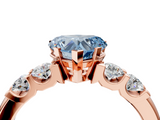 Rose gold Fancy Blue Heart  Brilliant Cut Diamond Five-Stone Prong Set Engagement Ring with Channel Band_7