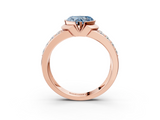 Rose gold Fancy Blue Heart  Brilliant Diamond Channel Set Wide Band Ring with Bezel Setting_23