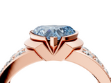 Rose gold Fancy Blue Heart  Brilliant Diamond Channel Set Wide Band Ring with Bezel Setting_24