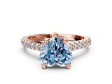 Rose gold Fancy Blue Heart  Brilliant Diamond Solitaire with Pavé Band and Four-Prong Setting 1
