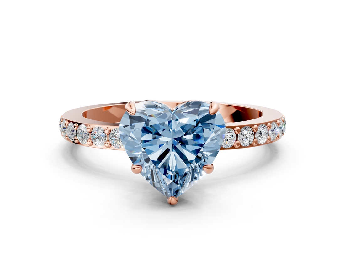 Rose gold Fancy Blue Heart  Brilliant Pavé Band Solitaire with Four-Prong Setting_41