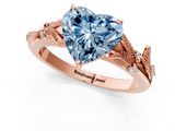 Rose gold Fancy Blue Heart  Brilliant Solitaire with Leaf Motif Band and Four-Prong Setting_62