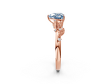 Rose gold Fancy Blue Heart  Brilliant Solitaire with Leaf Motif Band and Four-Prong Setting_63