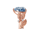 Rose gold Fancy Blue Heart  Brilliant Solitaire with Leaf Motif Band and Four-Prong Setting_66