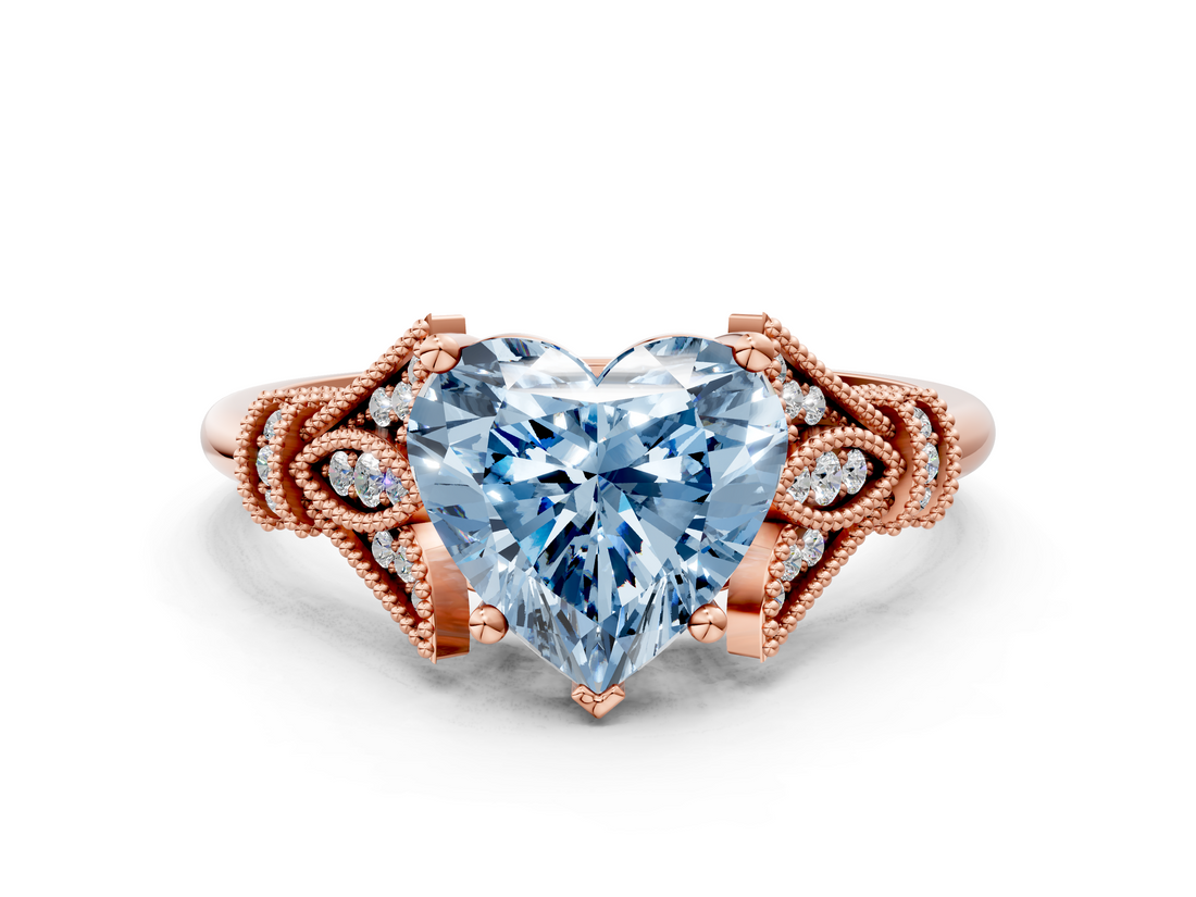 Rose gold Fancy Blue Heart  Brilliant Solitaire with Pave Band and Four-Prong Setting_20