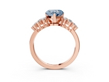 Rose gold Fancy Blue Heart  Cluster Diamond Engagement Ring with Pavé Band and Four-Prong Setting_54