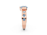 Rose gold Fancy Blue Heart Cut Brilliant Channel-Set Diamond Ring with Bezel Prong Setting_2