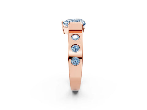 Rose gold Fancy Blue Heart Cut Brilliant Channel-Set Diamond Ring with Bezel Prong Setting_2