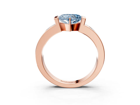 Rose gold Fancy Blue Heart Cut Brilliant Channel-Set Diamond Ring with Bezel Prong Setting_3
